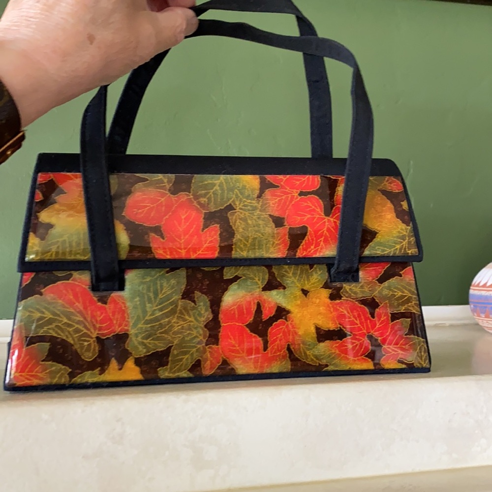 Angela Frascone Small Vintage Purse Top Handle & Shoulder Strap Fall Leaf Small